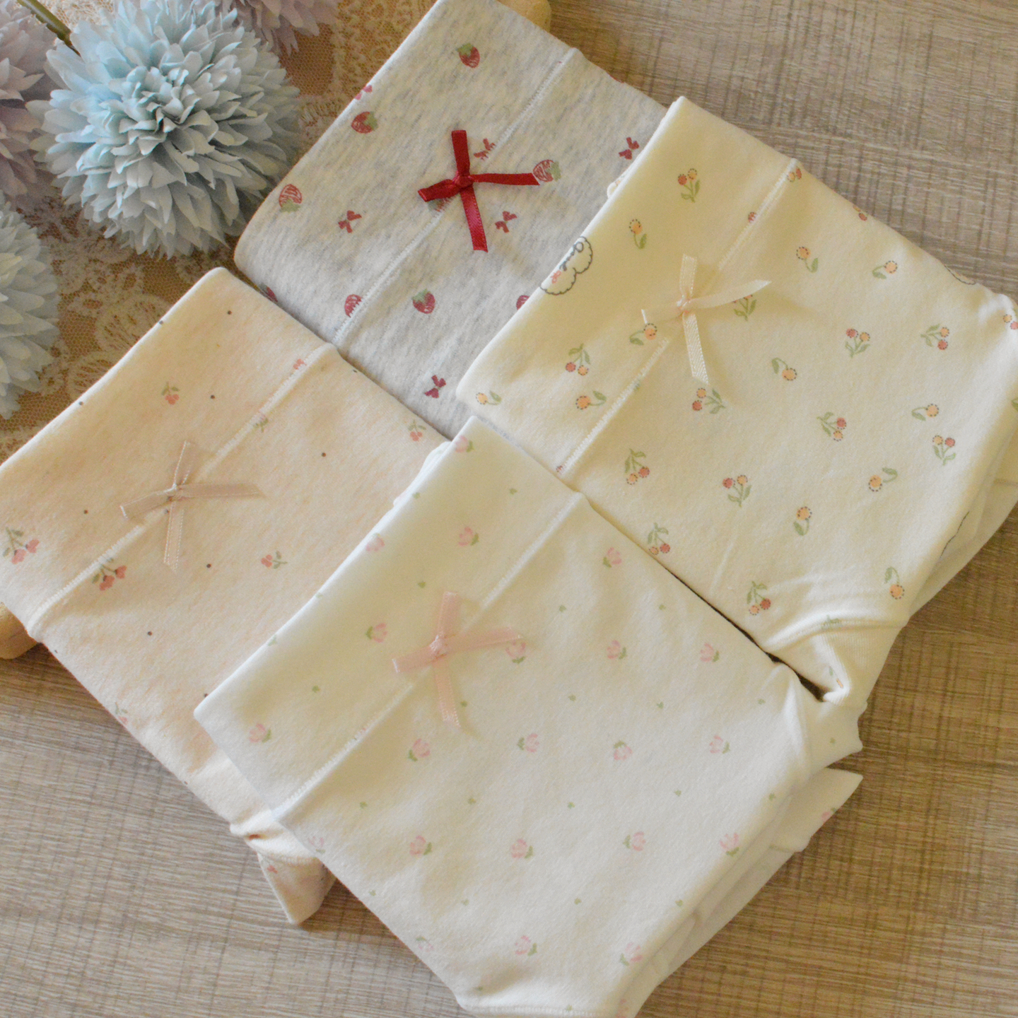 印花棉女士内裤包臀加长裆三角裤