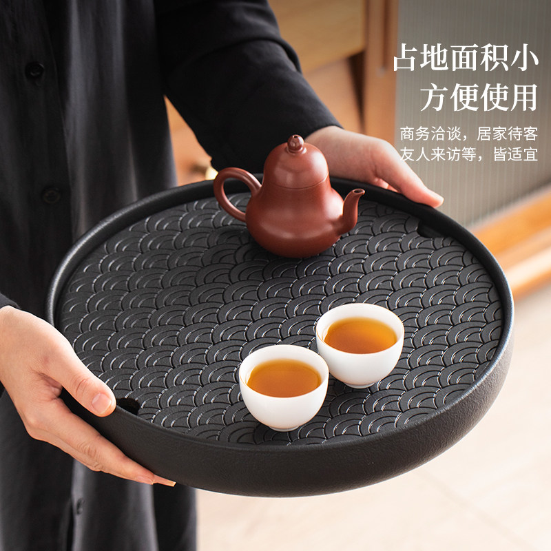 窑变陶瓷干泡盘圆形茶盘