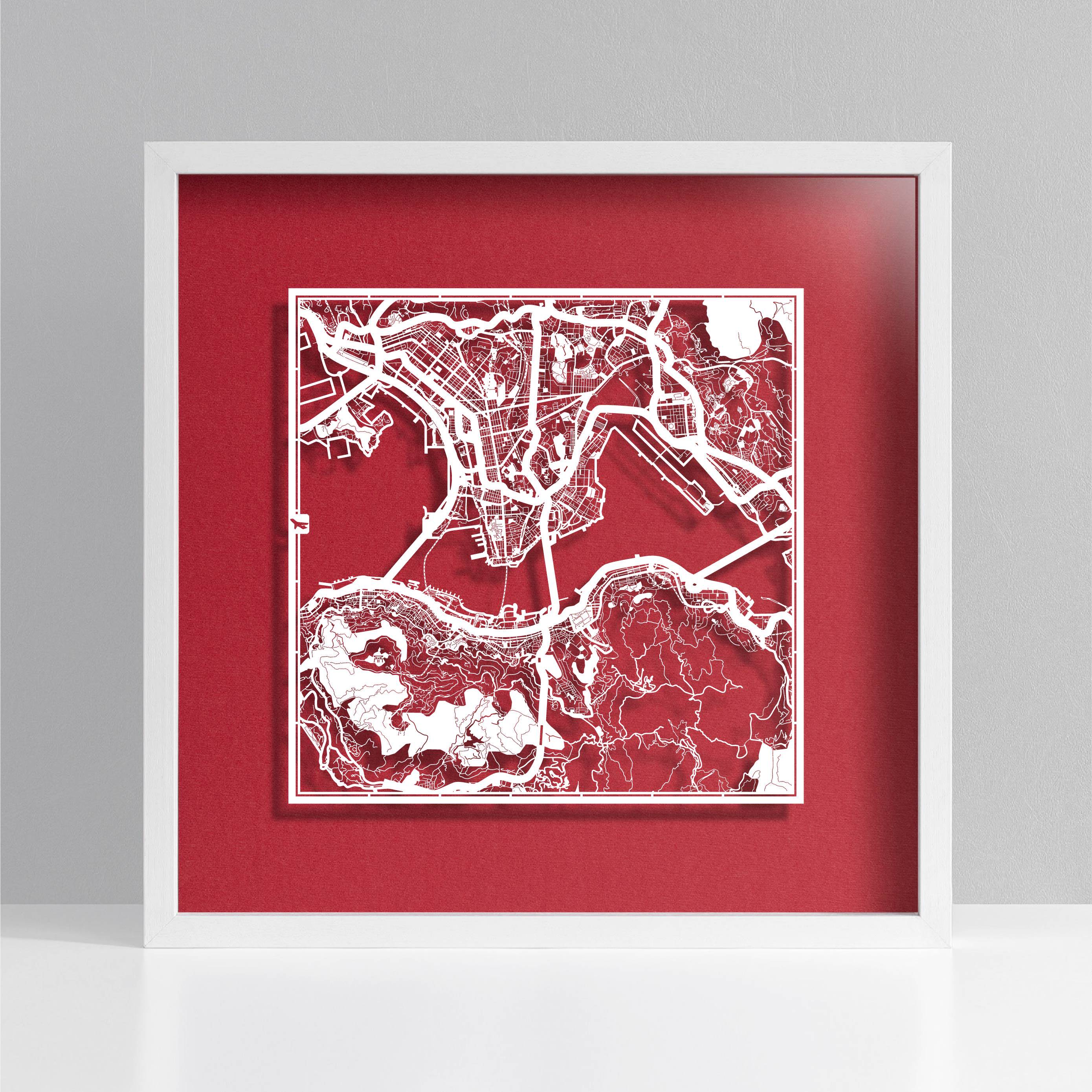 香港澳门中号纸雕剪纸地图o3designstudio原创城市纸雕剪纸地图