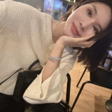 Тяжелое признание клиентов текстура Полая вязаная свитер!Длинная блузка