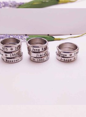 bts防弹少年团集体钛钢戒指
