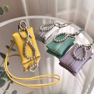 真皮挂脖包钥匙包口红耳机包时髦高级感汽车钥匙包门禁收纳包挂饰