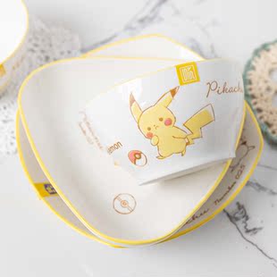 可爱至极～顺祥陶瓷宝梦可皮卡丘联名碗盘子抗菌瓷创意卡通餐具