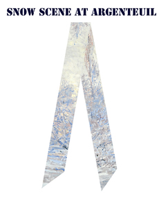 莫奈系列风景油画莫奈阿让特伊雪景飘带丝带百搭长条窄丝巾发带