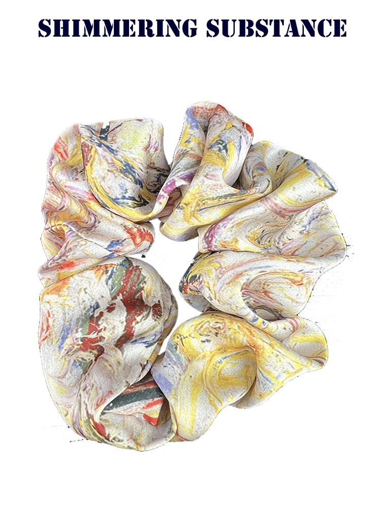 杰克逊波洛克黄色抽象派油画闪光物质复古大肠发圈布艺发圈发饰