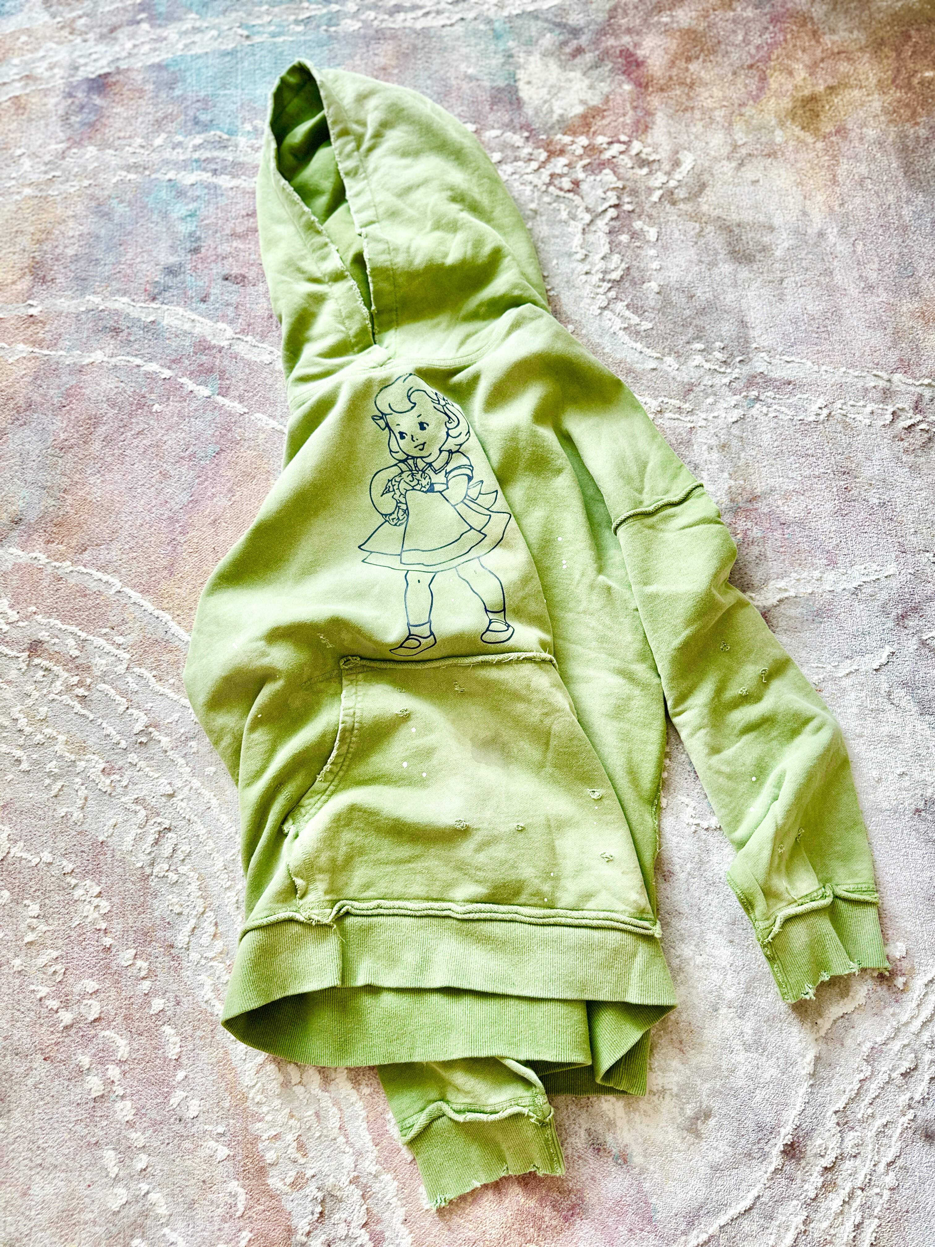 undercover 重水洗泥洗泼墨重印帽衫外套小女孩的大脑休闲vintage