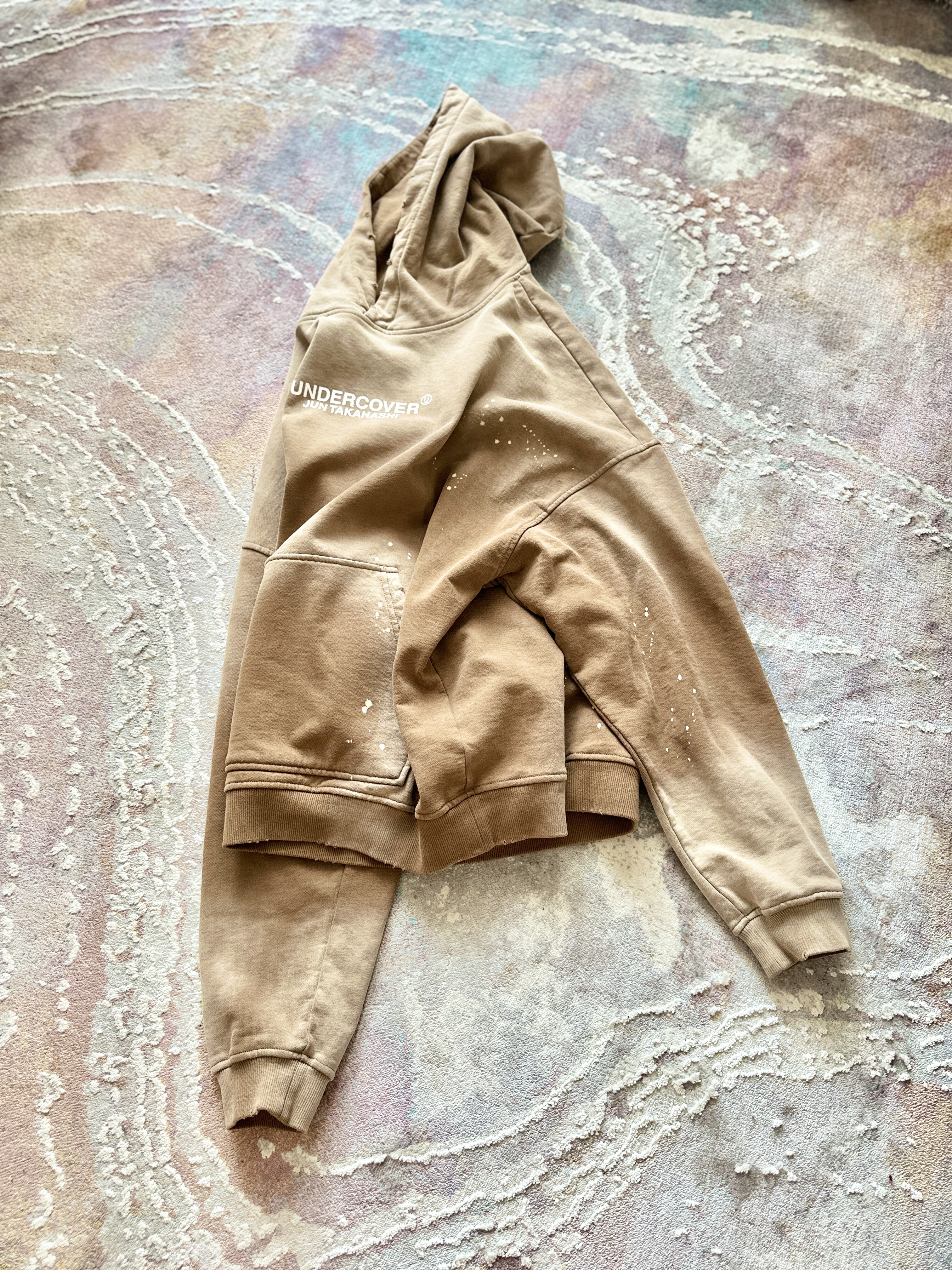 undercover 重水洗泼墨帽衫外套休闲罗纹袖口卫衣vintage潮流上衣