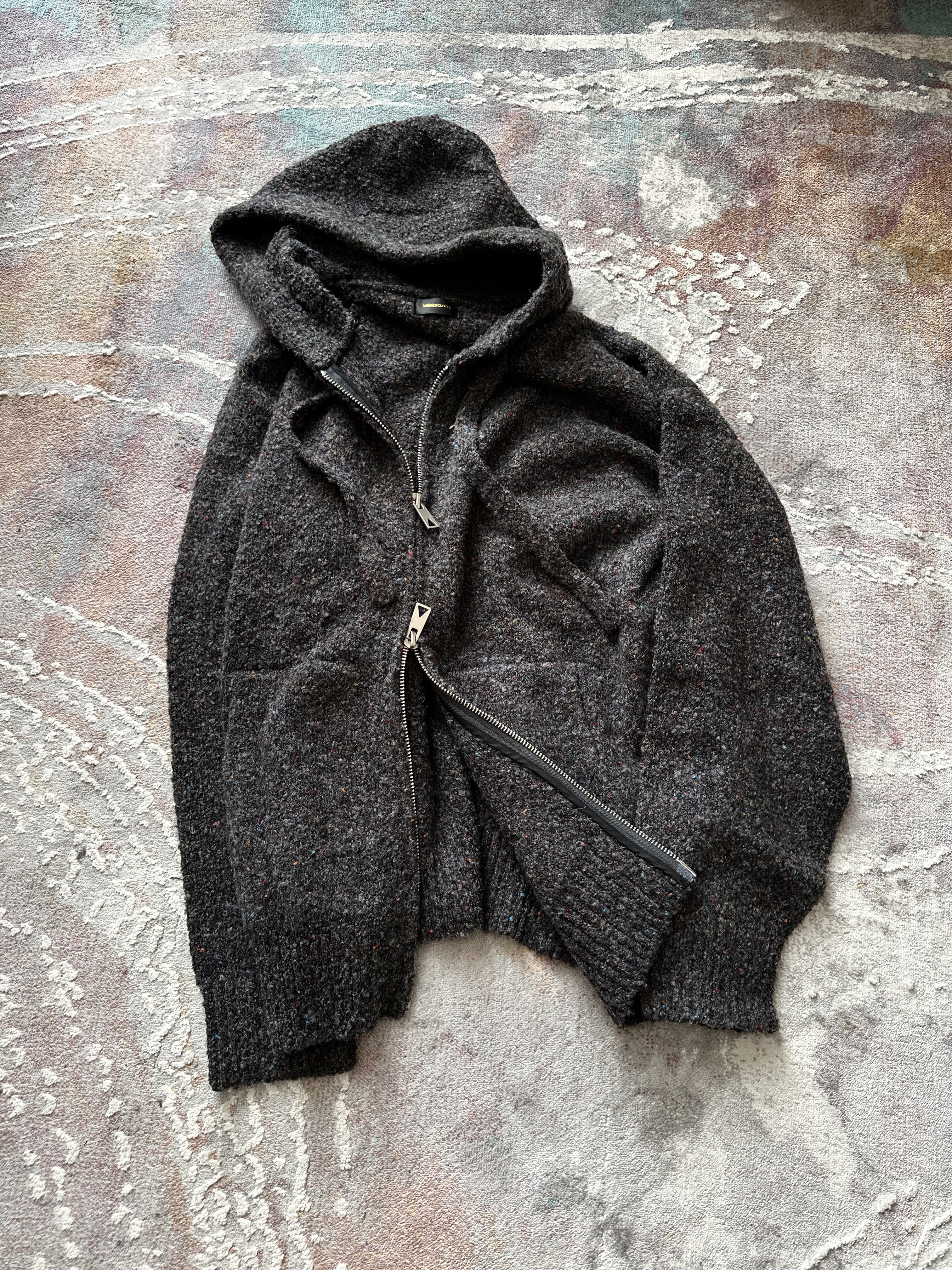 undercover黑幻彩羊毛经典日潮秋冬帽衫针织衫潮牌zipup保暖毛衣