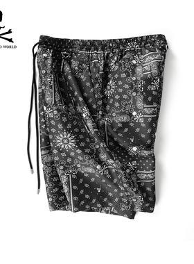 Mastermind World HK3经典四袋抽绳卡其短裤腰果花骷髅运动休闲裤