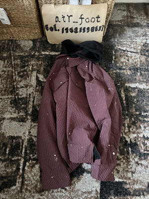 undercover春秋新款衬衫式夹克外套翻领连帽休闲格子泼墨潮流上衣