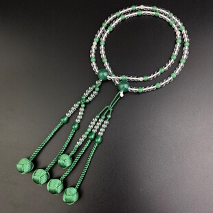 妙莲花日本御念珠原创日莲宗创价学会女用白水晶绿东陵青白玉包邮