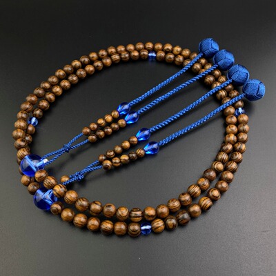 妙莲花日本御念珠真言宗尺三虎皮檀蓝水晶58号小田卷包邮