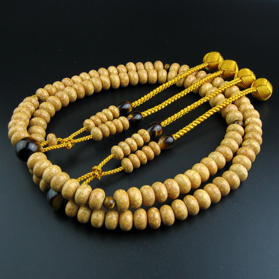 妙莲花日本御念珠真言宗108颗天竺菩提子进口虎眼石小田卷房包邮