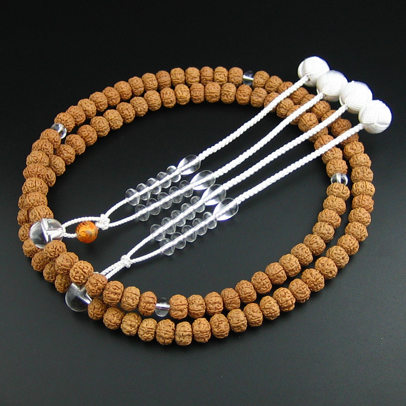 妙莲花日本御*念*珠真*言*宗金刚菩提6瓣白水晶扁珠小田卷房包邮