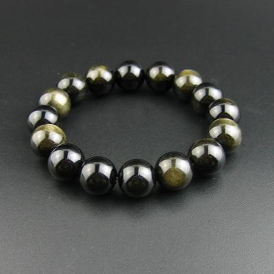 妙莲花日本进口珠子手串手链念珠天然精磨12mm金耀石包邮