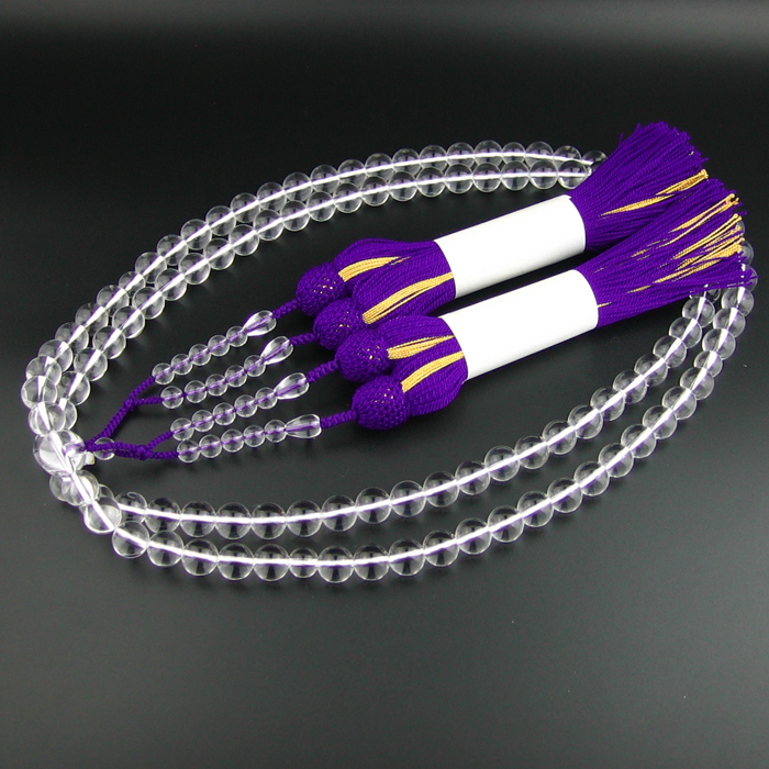 日本京念珠原装进口白水晶12mm加长正绢流苏庄严法师挂珠朝珠包邮