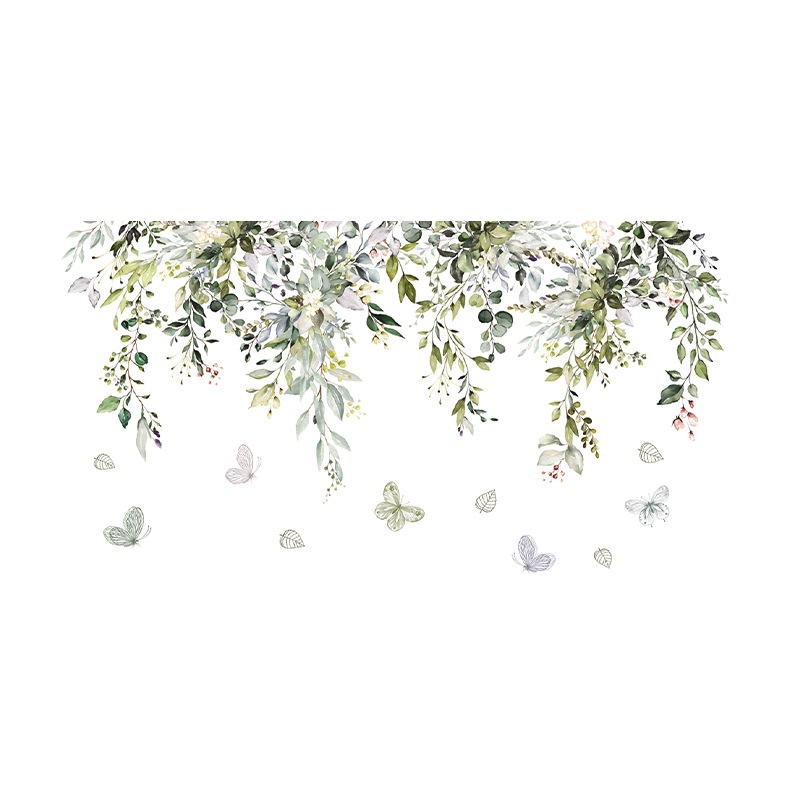 创意春华秋实北欧小清新绿叶墙贴贴客厅沙发卧室墙面贴纸教室布置