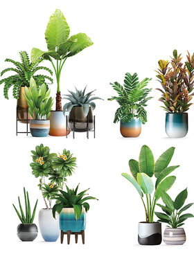 创意CH69127仿真绿植餐厅客厅阳台玻璃门贴纸卫生间厕所玻璃门贴