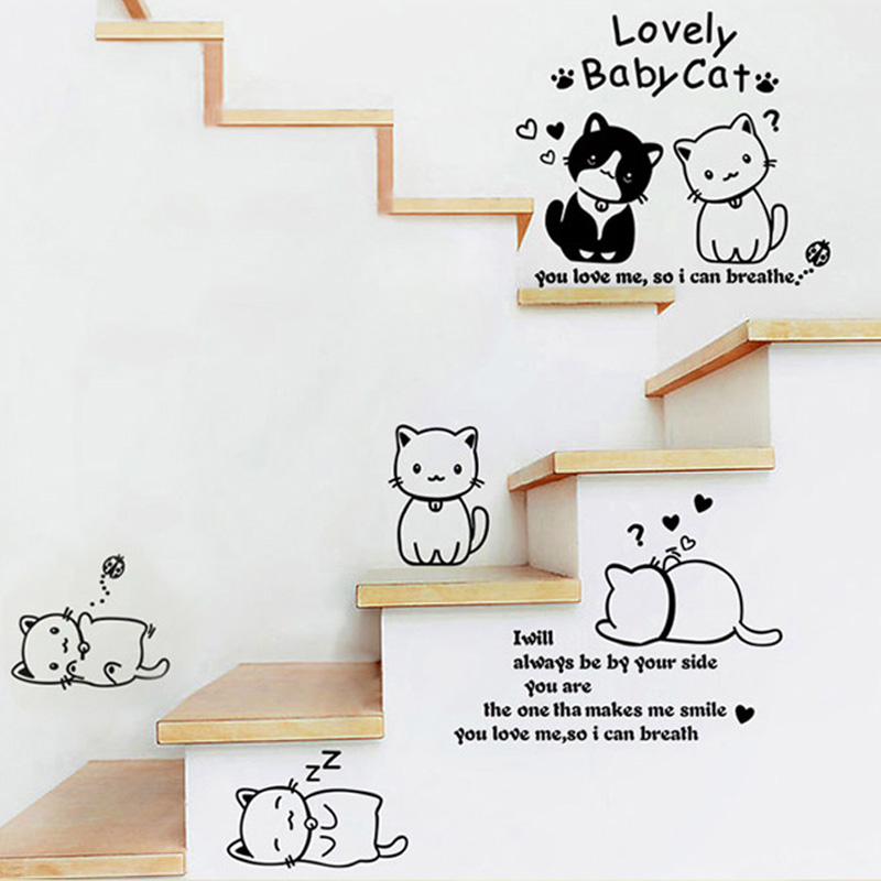 创意墙贴画小图案仓鼠贴纸房间改造楼梯猫咪租房墙上可爱装饰可爱图片