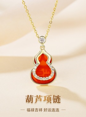 复古风s925纯银葫芦项链女福牌双