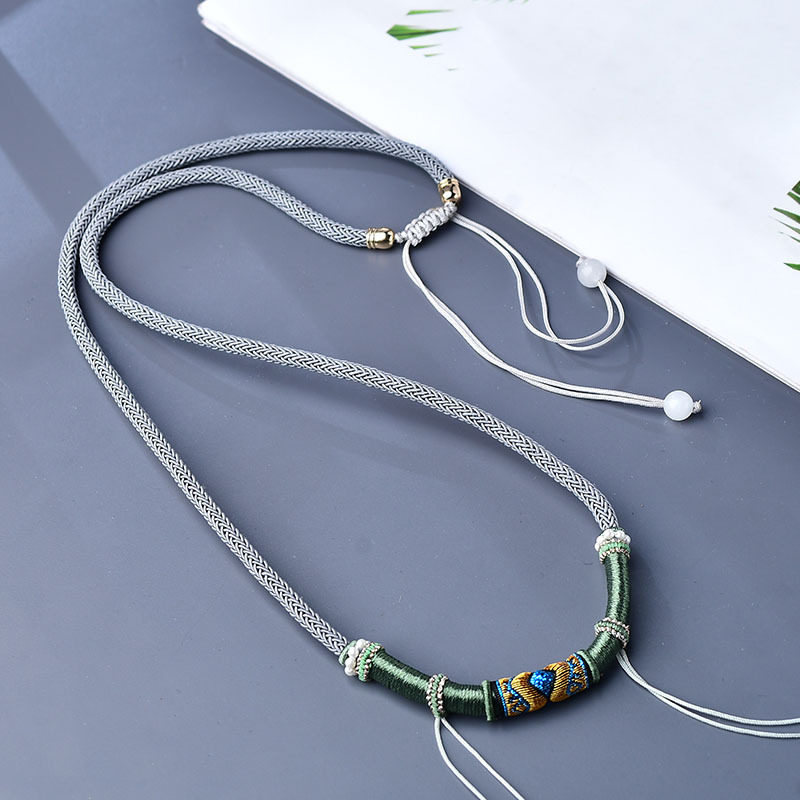 新款民族风项链绳项圈挂绳翡翠玉坠蜜蜡吊坠挂绳男女通用百搭款