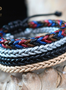 龙结纯手工编制编织男士手链欧美