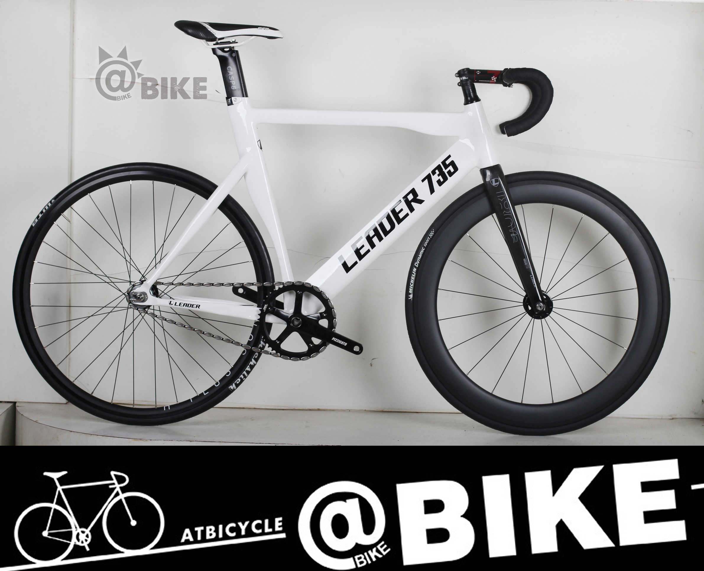 2023款leader735死飞肌铝合金车架 全炭前叉 单速固齿自行车整车