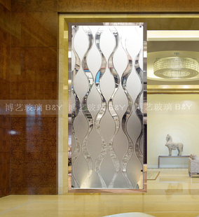 柜简约时尚 上海艺术玻璃屏风玄关背景隔断现代风格 透明双面波浪鞋