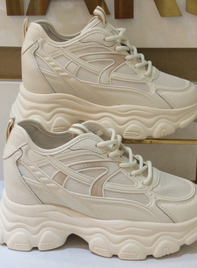 哈森HARSON正品2025新款春夏季透气网面厚底休闲女单鞋HCM252901