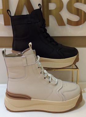 断码特惠哈森HARSON专柜正品2024冬季厚底加毛保暖短皮靴HA240605