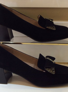 断码特惠卡迪娜KADINA正品春秋季粗跟圆头水钻舒压女单鞋KL241557