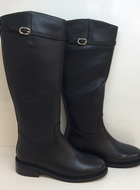 卡迪娜Kadina专柜正品2025冬季新款中跟圆头真皮长筒女靴KA256508