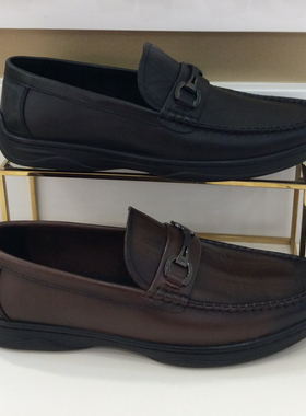 哈森HARSON正品2026新款春秋季平底圆头一脚蹬休闲男皮鞋MS264027