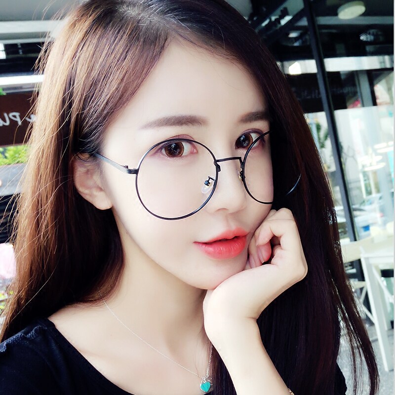 加大号韩国细金属圆形眼镜框女士复古潮学生气