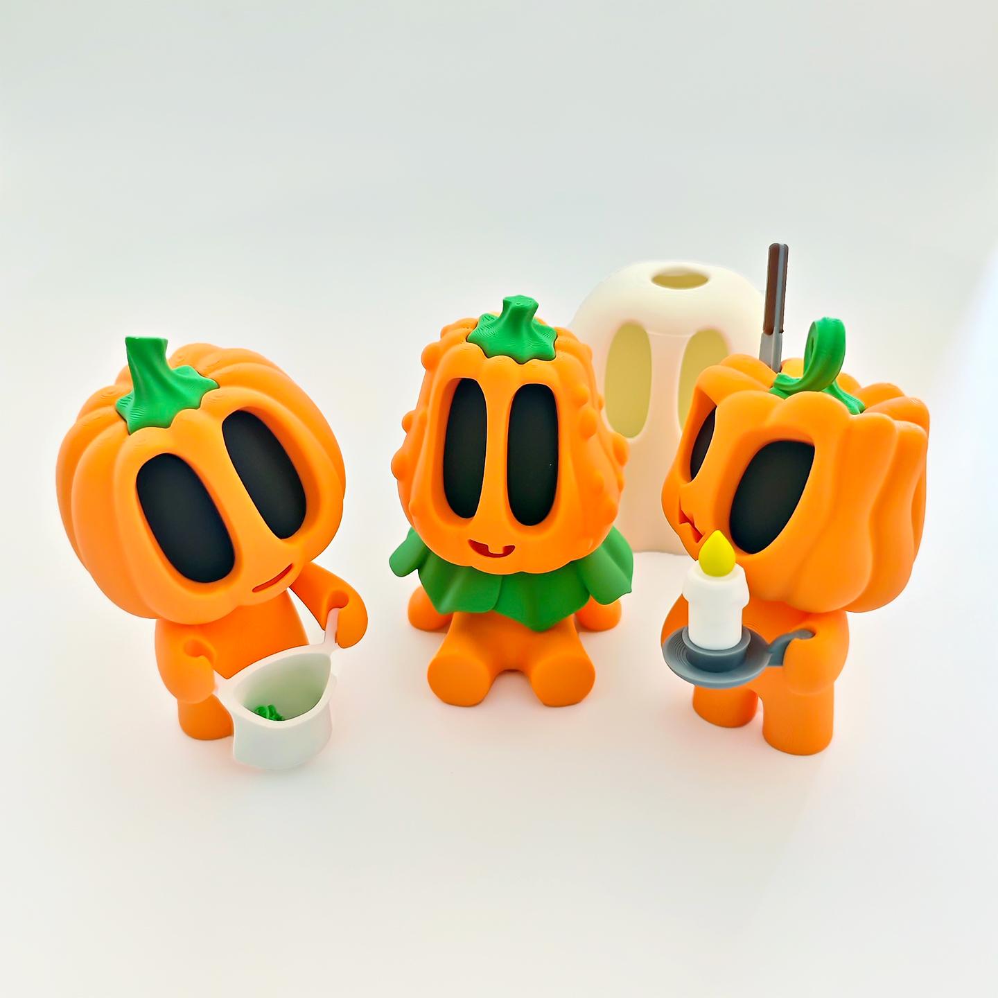 迷你南瓜三兄弟节日摆件带菜刀蜡烛袋子头罩等 - 3D打印 - Blob