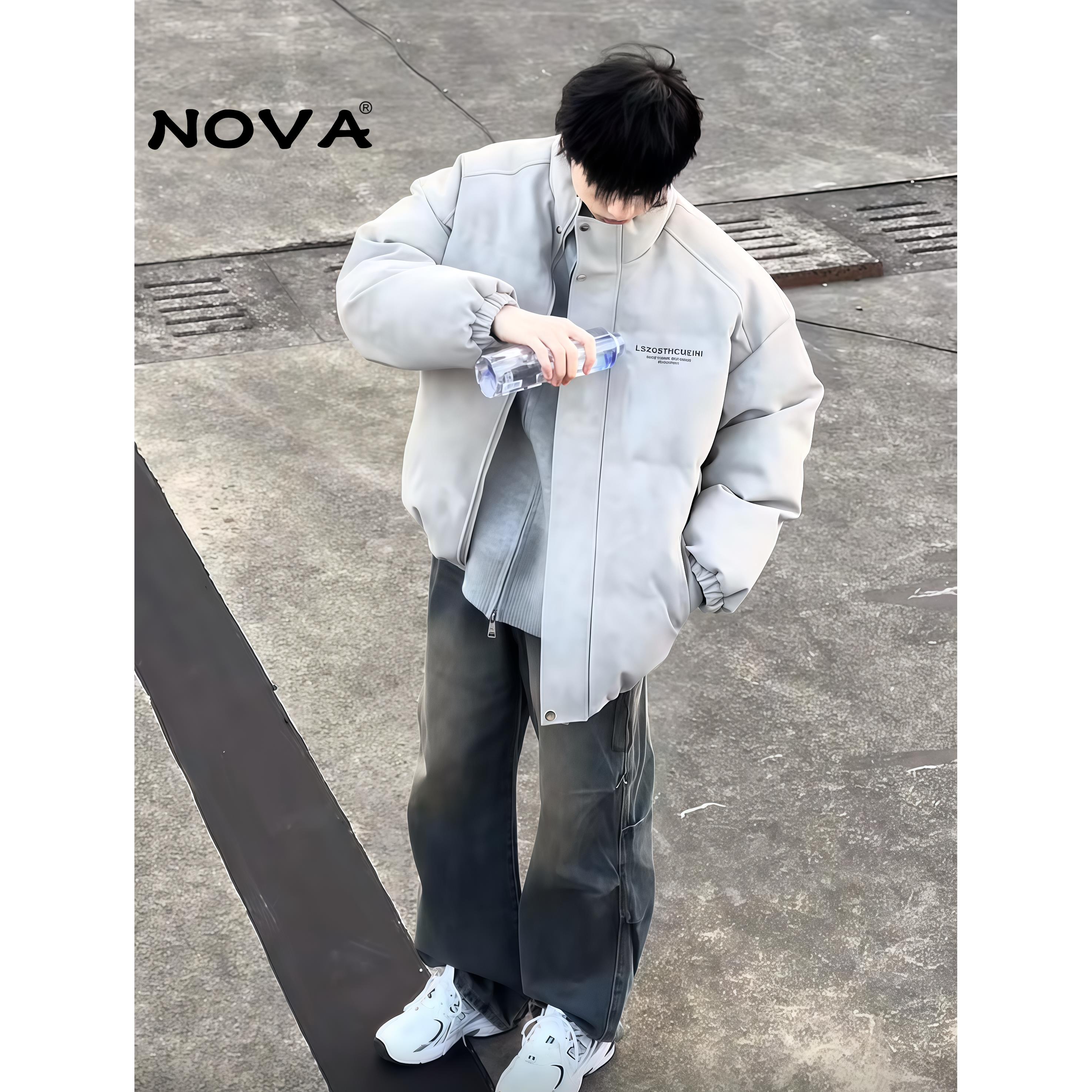 【意大利高端潮牌】美式潮牌PU皮防水羽绒服男款冬季痞帅外套棉服