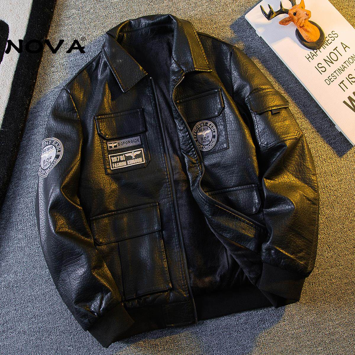 【意大利高端潮牌】美式MA1空军飞行服皮夹克男士秋冬款皮衣外套