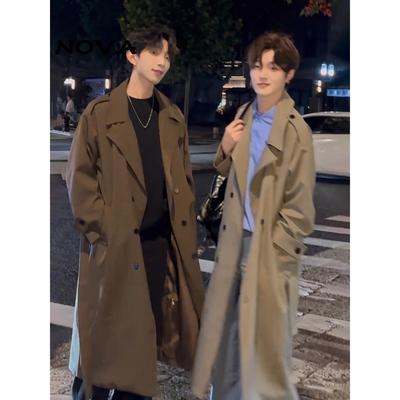 【意大利高端潮牌】卡其色中长款风衣外套男款冬季韩系正肩大衣