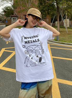 麻烦士多2022春夏季史努比夏威夷重磅短袖日系复古中性宽松T恤潮