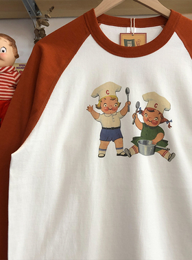 麻烦士多金宝汤美式复古卡通动漫可爱人物图案做旧男女款纯棉长袖