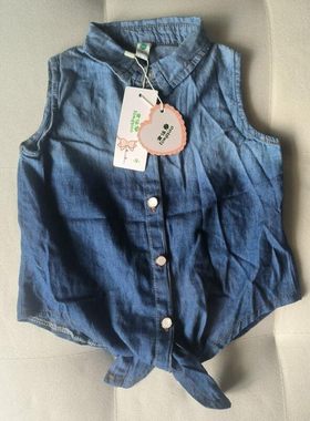 童装店不干了小童女童水洗柔软牛仔马甲女孩宝宝超薄纯棉背心春夏