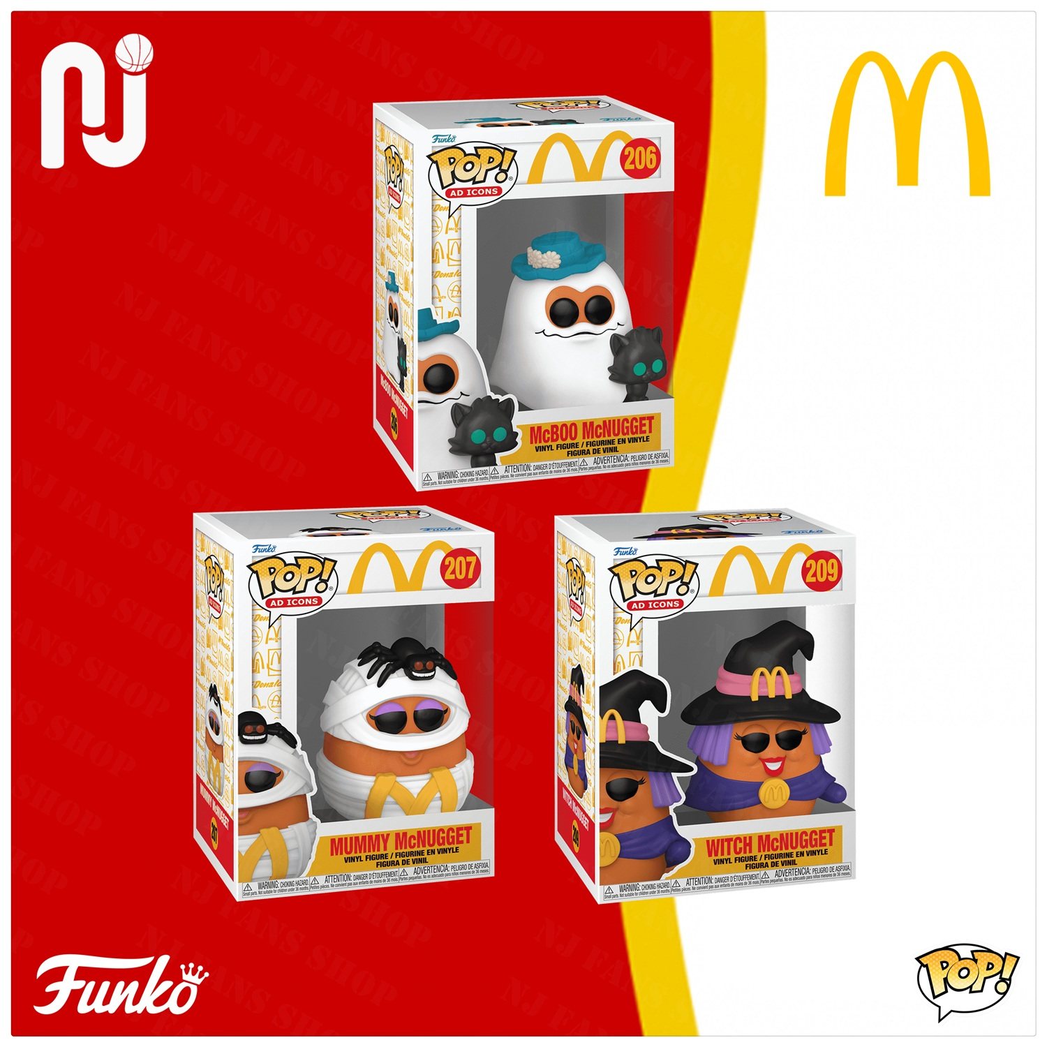 Funko Pop! McDonald's/麦当劳 麦乐鸡玩具公仔 女巫 幽灵 木乃伊