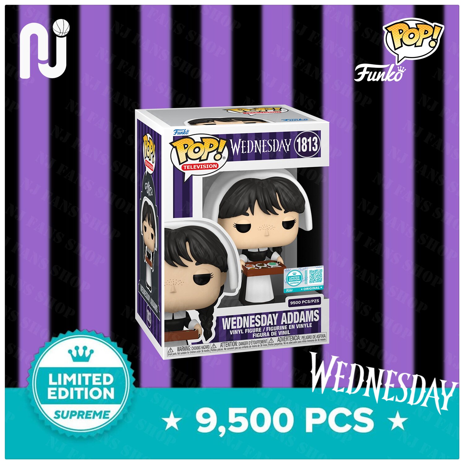 Funko Pop! Wednesday 星期三 亚当斯 SUPREME联名限量款手办公仔 - 实物图