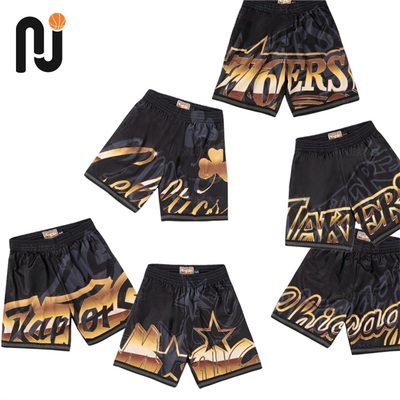 Mitchell&Ness男嘻哈黑金短裤