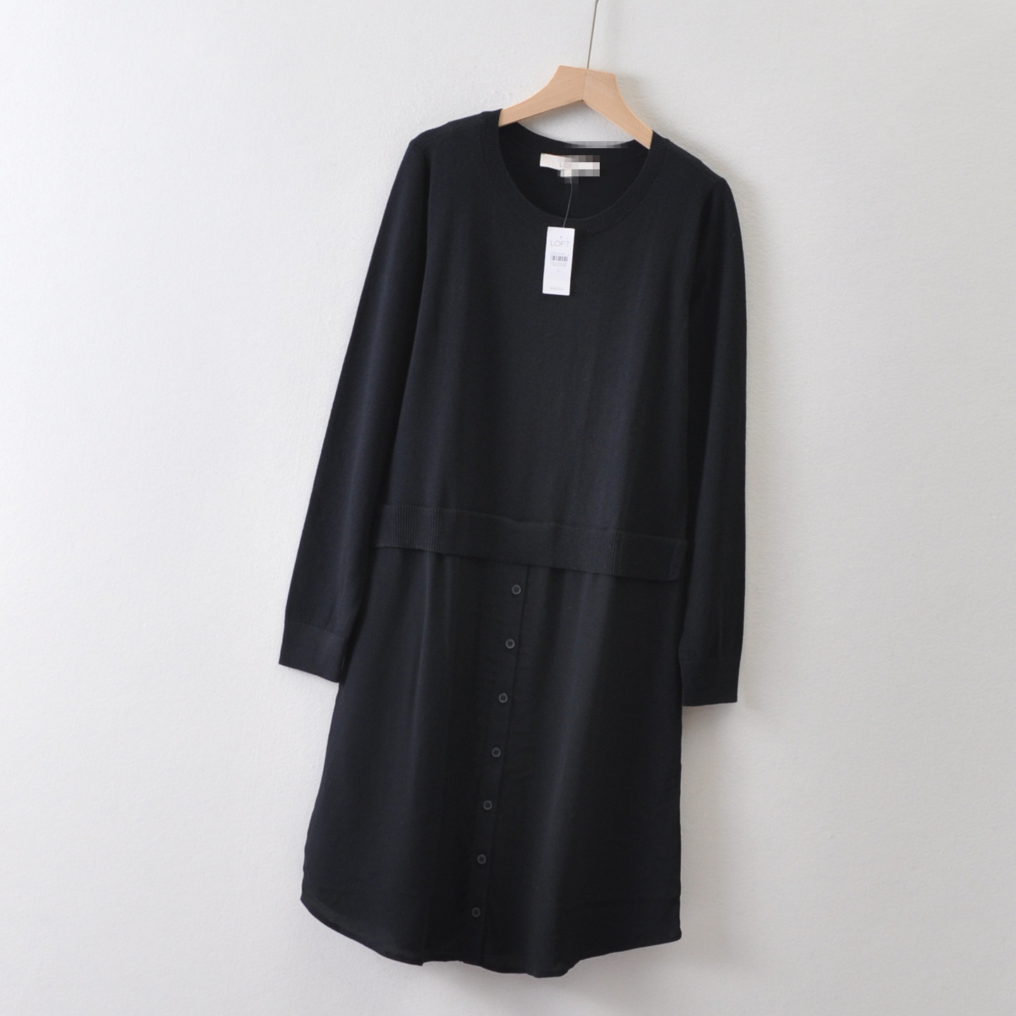 89.5美刀外贸米国单LOF*女装~拼接雪纺假两件中长款针织连衣裙,女装/女士精品,毛针织衫,淘宝优惠券,粉丝福利购,淘宝优惠卷