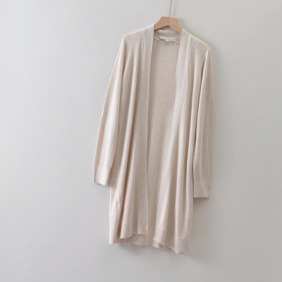 外贸米国单LOF*女装~长袖柔软针织开衫中长款 无扣毛衣披肩
