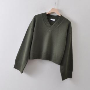 宽松版 羊毛厚款 毛衣秋冬季 高腰短款 加拿大单BABAT 针织衫 N女装