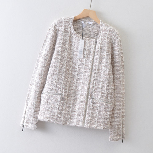 外贸C**S美系女装~小香风拉链针织开衫 闪光丝口袋毛衣~159.5美刀