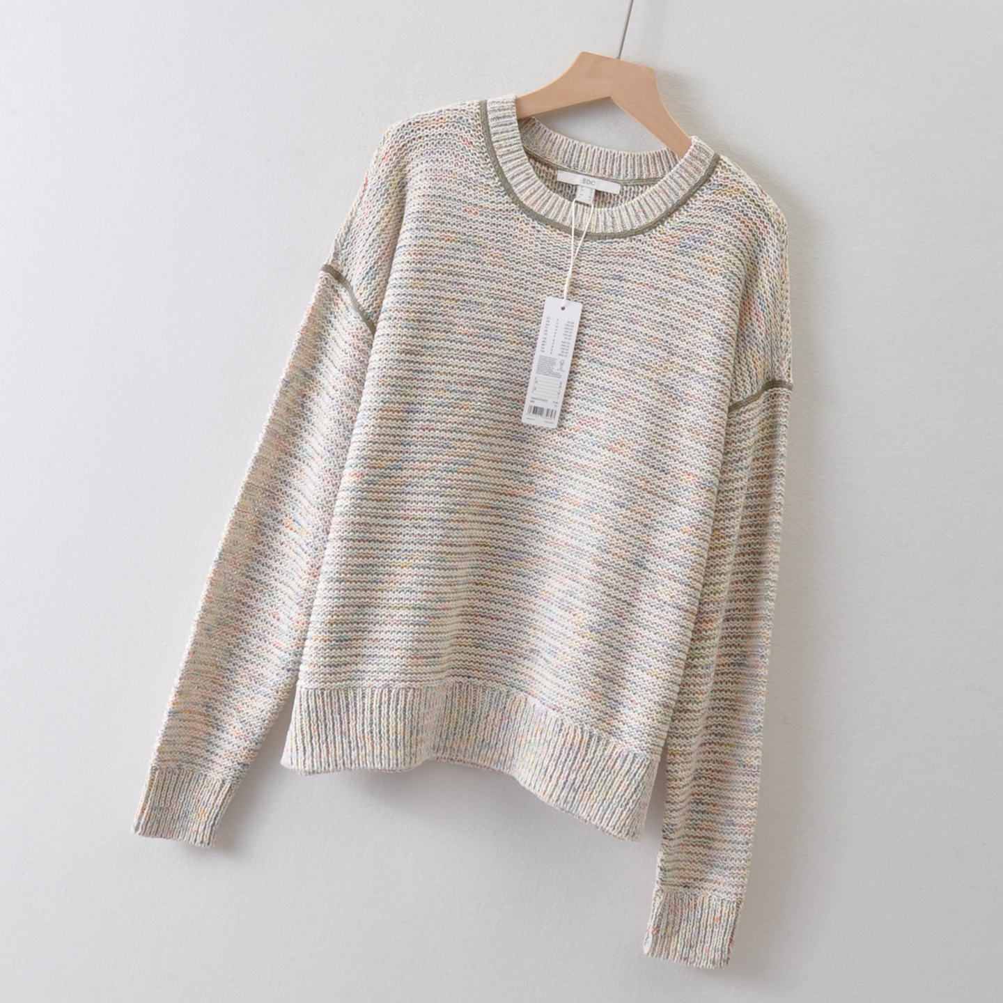 出口欧美单ED*女装~圆领套头毛衣秋季 长袖棉宽松休闲针织衫