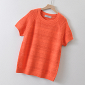 cost 秋季 ng女装 英国单paul 镂空短袖 针织衫 全棉圆领大码 毛衣